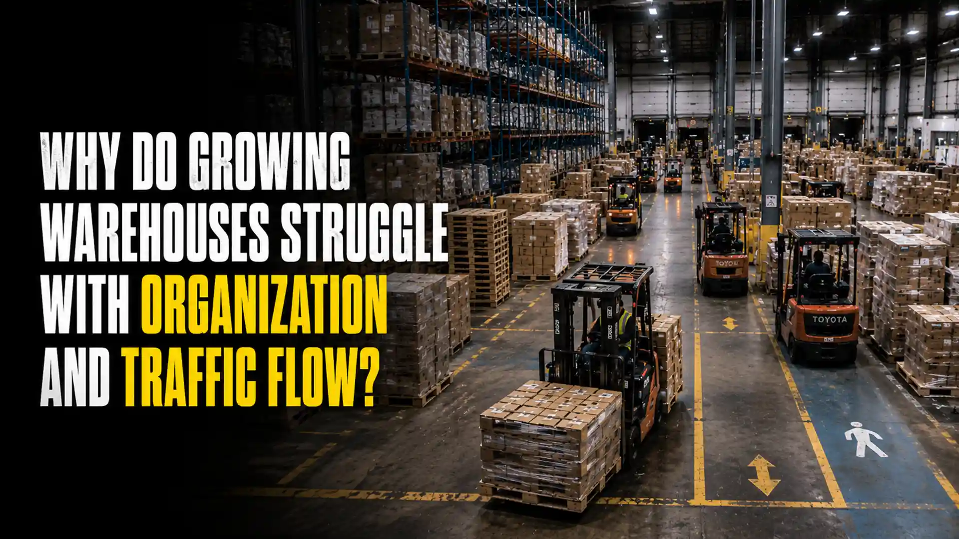 Why do growing warehouses struggle with organization and traffic flow?