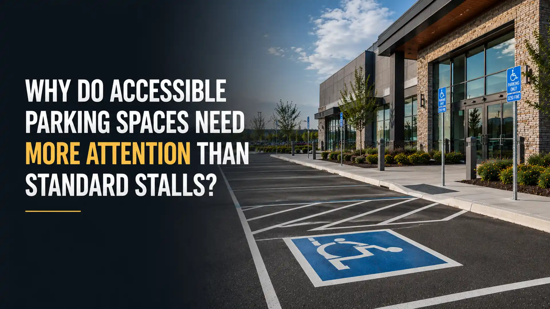 Professional Accessible Parking Marking Toronto featuring clearly painted accessible parking stalls, wheelchair symbols, access aisles, and compliant pavement markings that improve safety, accessibility, and regulatory compliance.