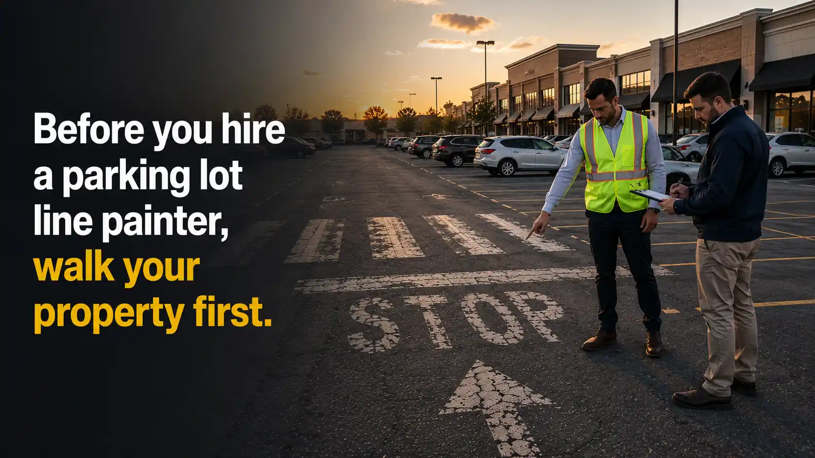 Before you hire a parking lot line painter, walk your property first