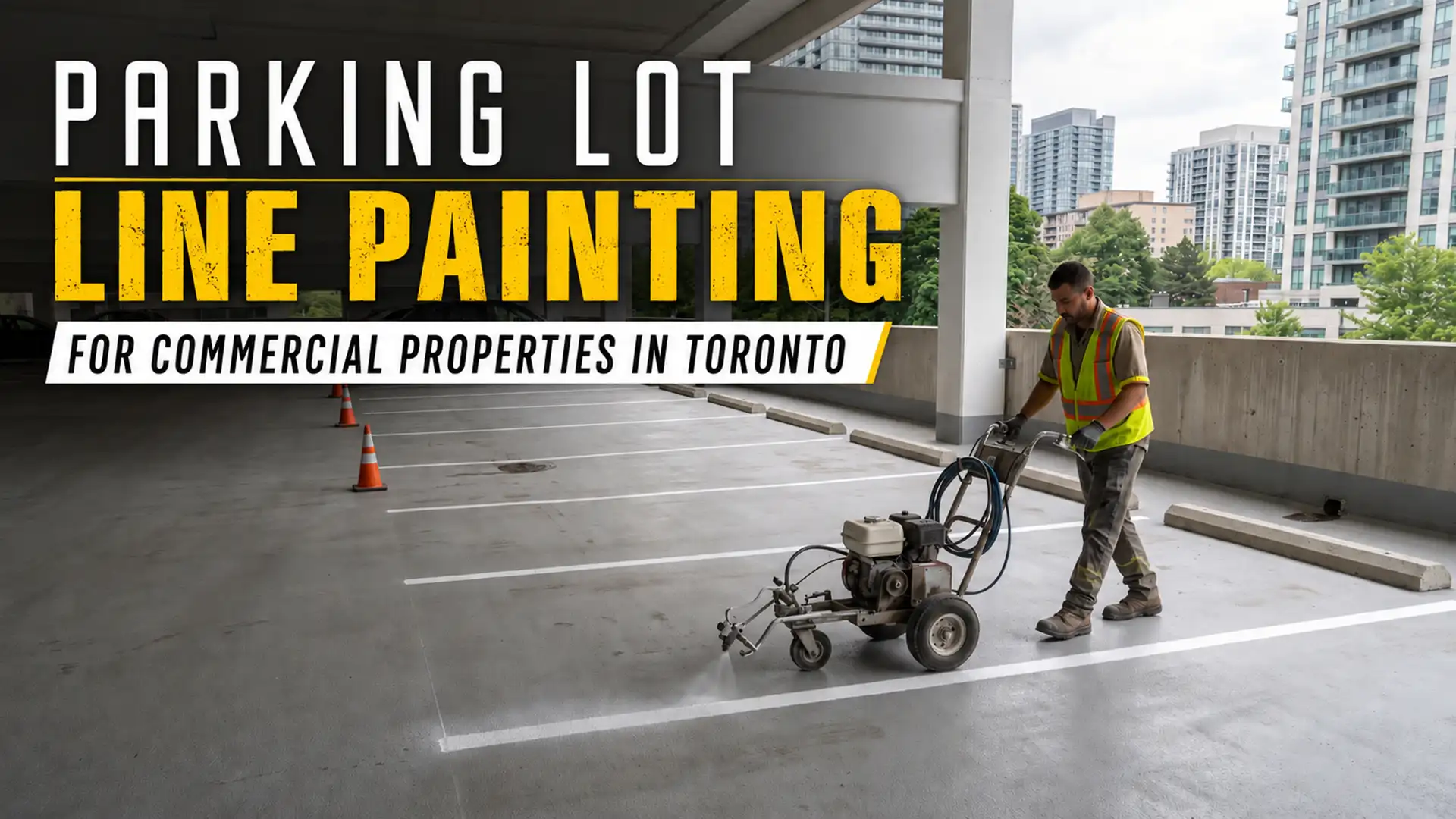 Parking lot line painting for commercial properties in Toronto