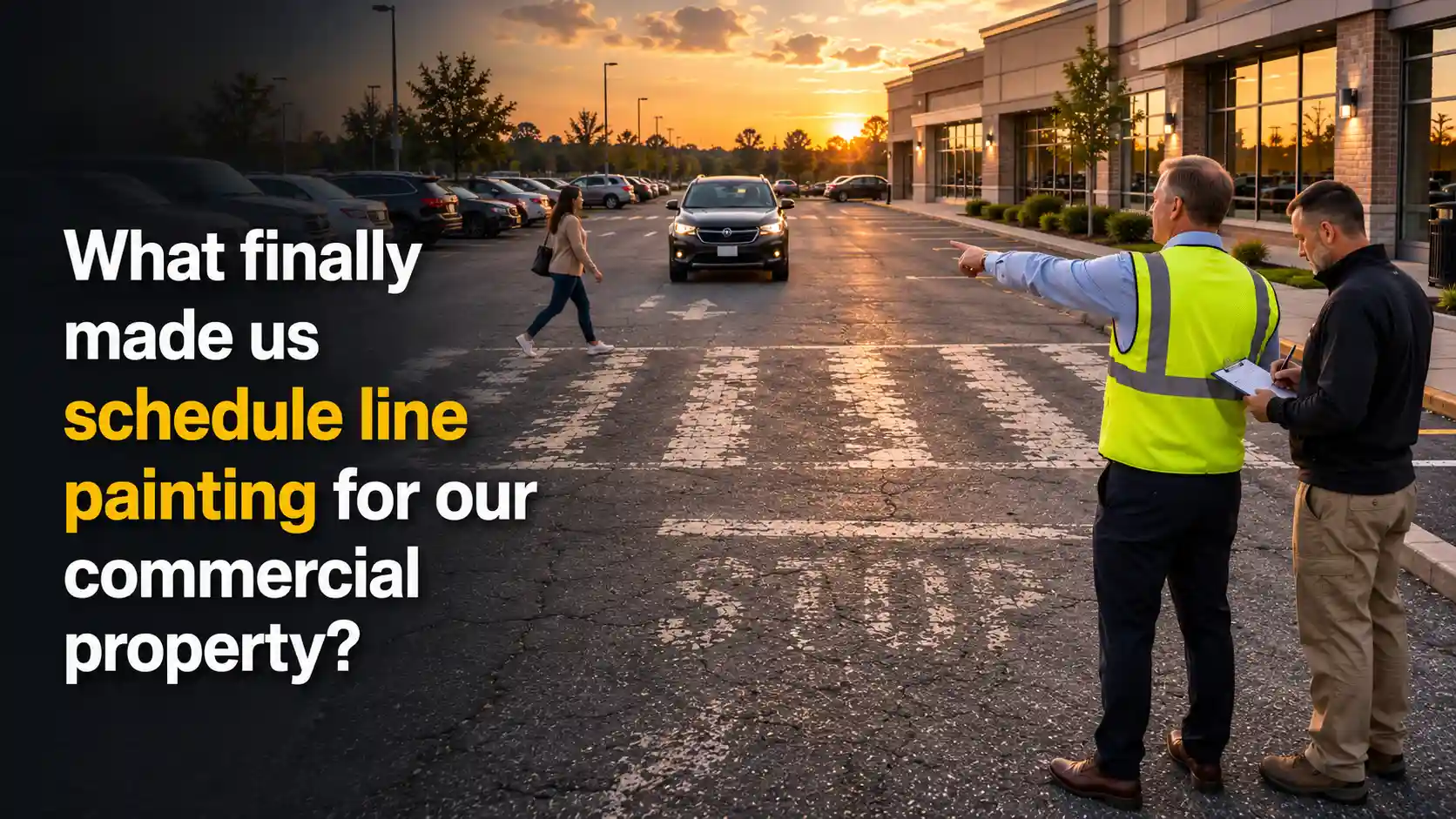 What finally made us schedule line painting for our commercial property?